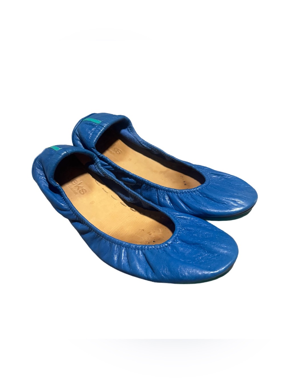 Tieks Cobalt Blue Leather Ballet Flat Women's 9 Foldable Business Casual Shoe